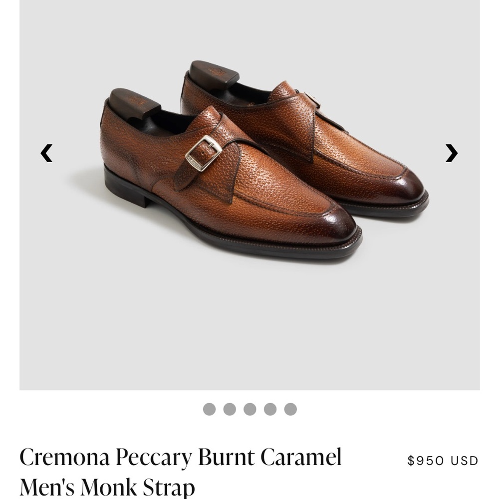 Di bianco Burnt Caramel Men's Monk Strap Shoes